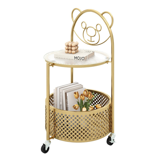 Modern Sofa Side Table on Lockable Wheels for Living Room Bedroom Study