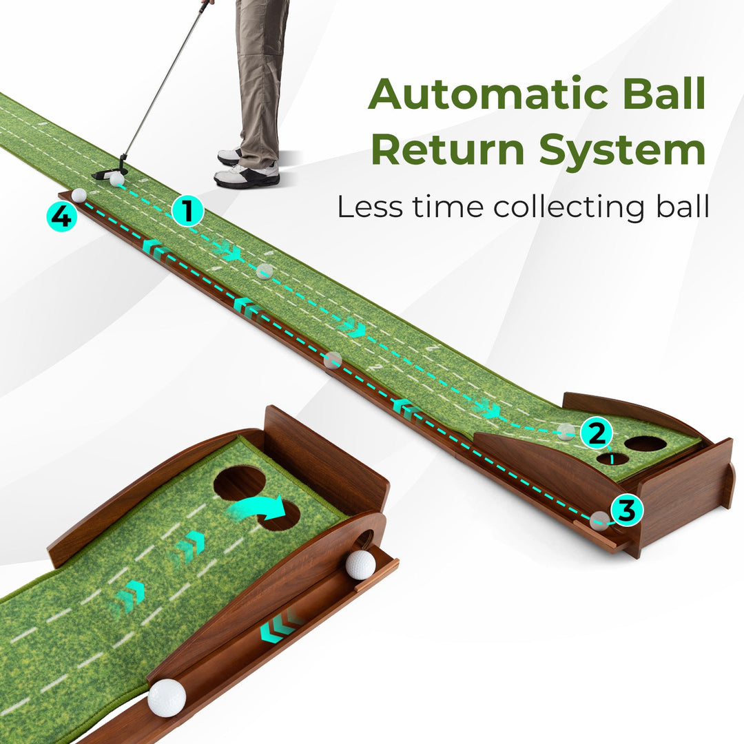 Golf Putting Mat with Auto Ball Return - 10 ft