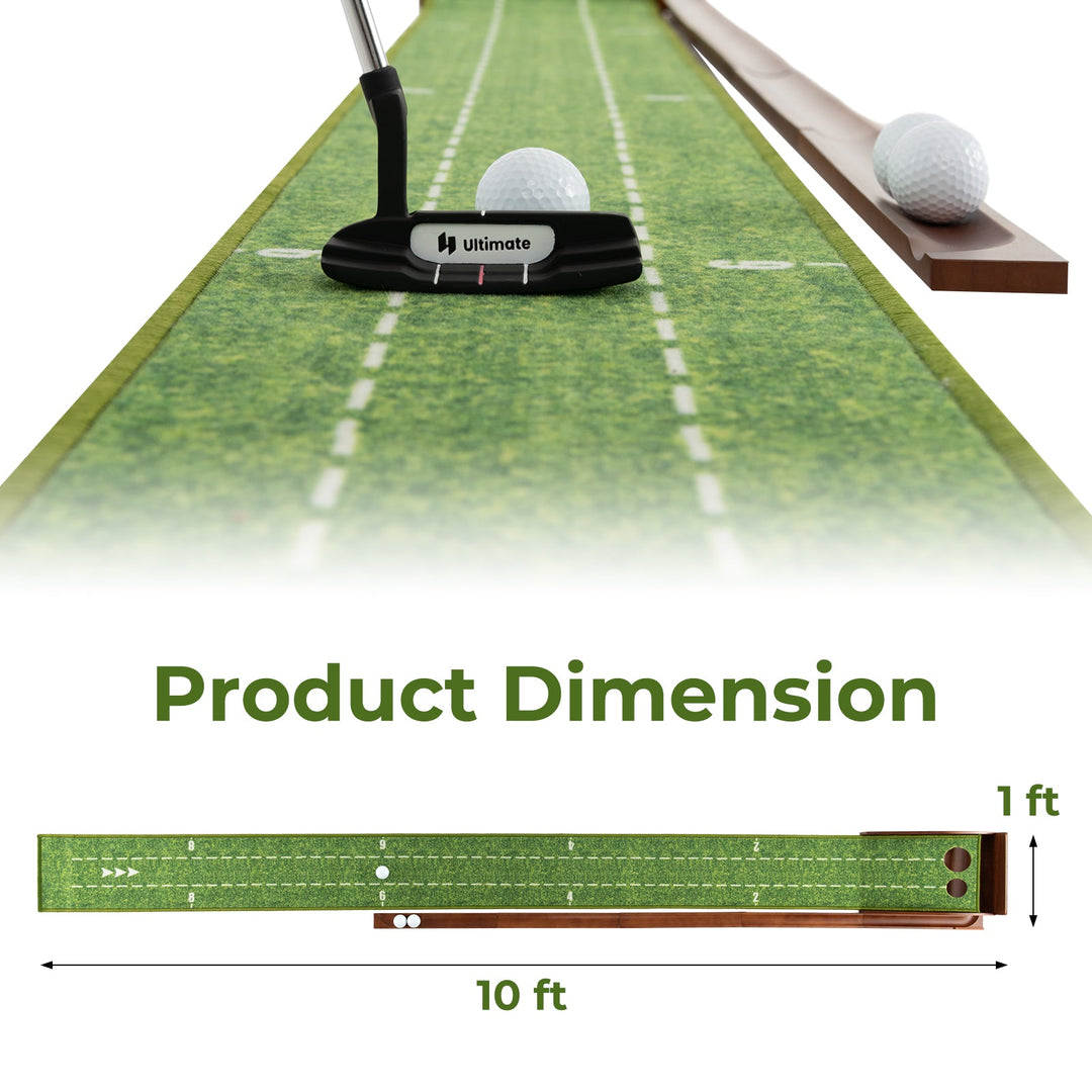 Golf Putting Mat with Auto Ball Return - 10 ft