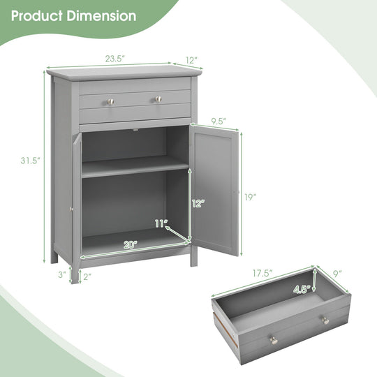 Free Standing Bathroom Storage Cabinet with Large Drawer