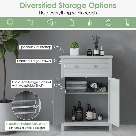 Free Standing Bathroom Storage Cabinet with Large Drawer