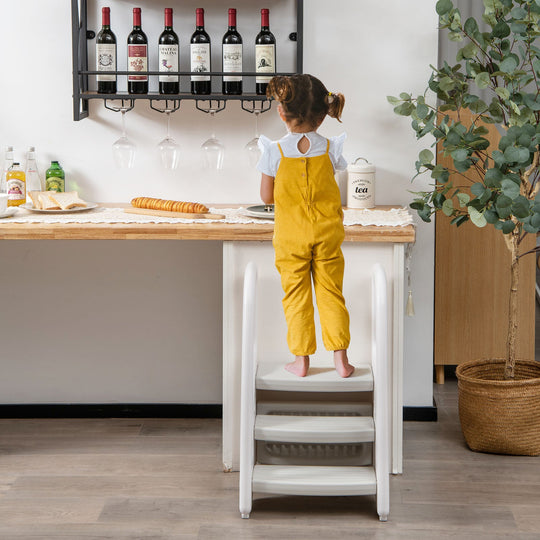 3-Step Stool with Safety Handles and Non-slip Pedals for Toddlers