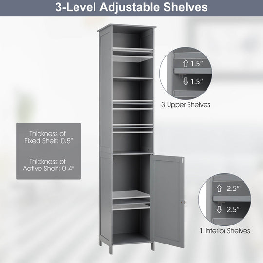 72 Inches Free Standing Tall Floor Bathroom Storage Cabinet