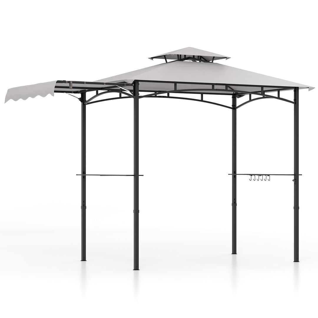 11 x 5 FT Grill Gazebo with Side Awning and Double-Tiered Top