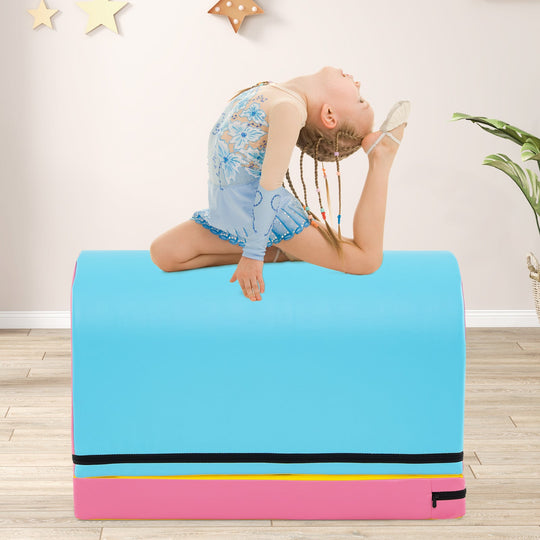 Gymnastics Vaulting Box with Detachable Mat Carrying Handle for Kids