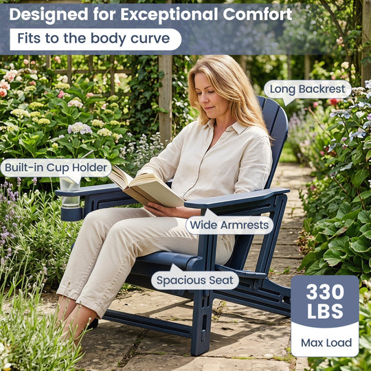 HDPE Adirondack Chair with Cup Holder - Weather Resistant