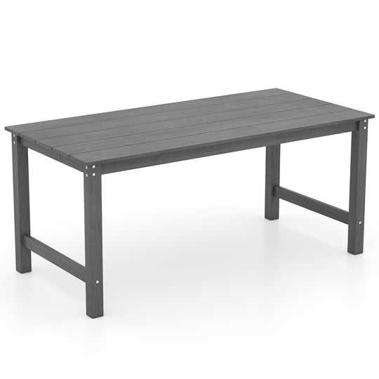 HDPE Outdoor Dining Table for 6 Person with Wood-Like Tabletop and Umbrella Hole