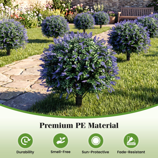 2 Pack Artificial Lavender Boxwood Topiary Ball Trees with Ground Spikes