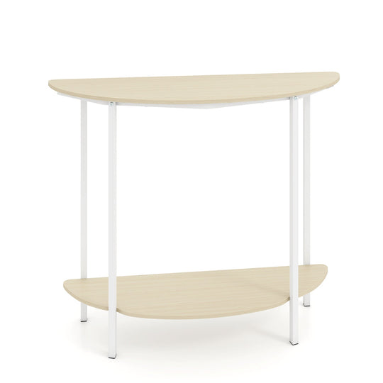 Half Moon Console Table 40 inch 2-Tier Entryway Table with Storage Shelf