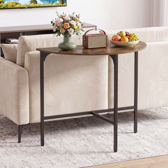 Half-moon Console Table Semi-circular Industrial Sofa Couch Table-Rustic Brown
