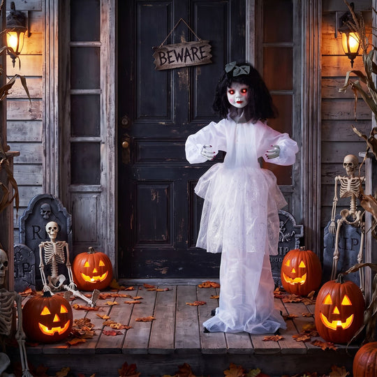 Halloween Doll Girl with Shakeable Head and Posable Arms