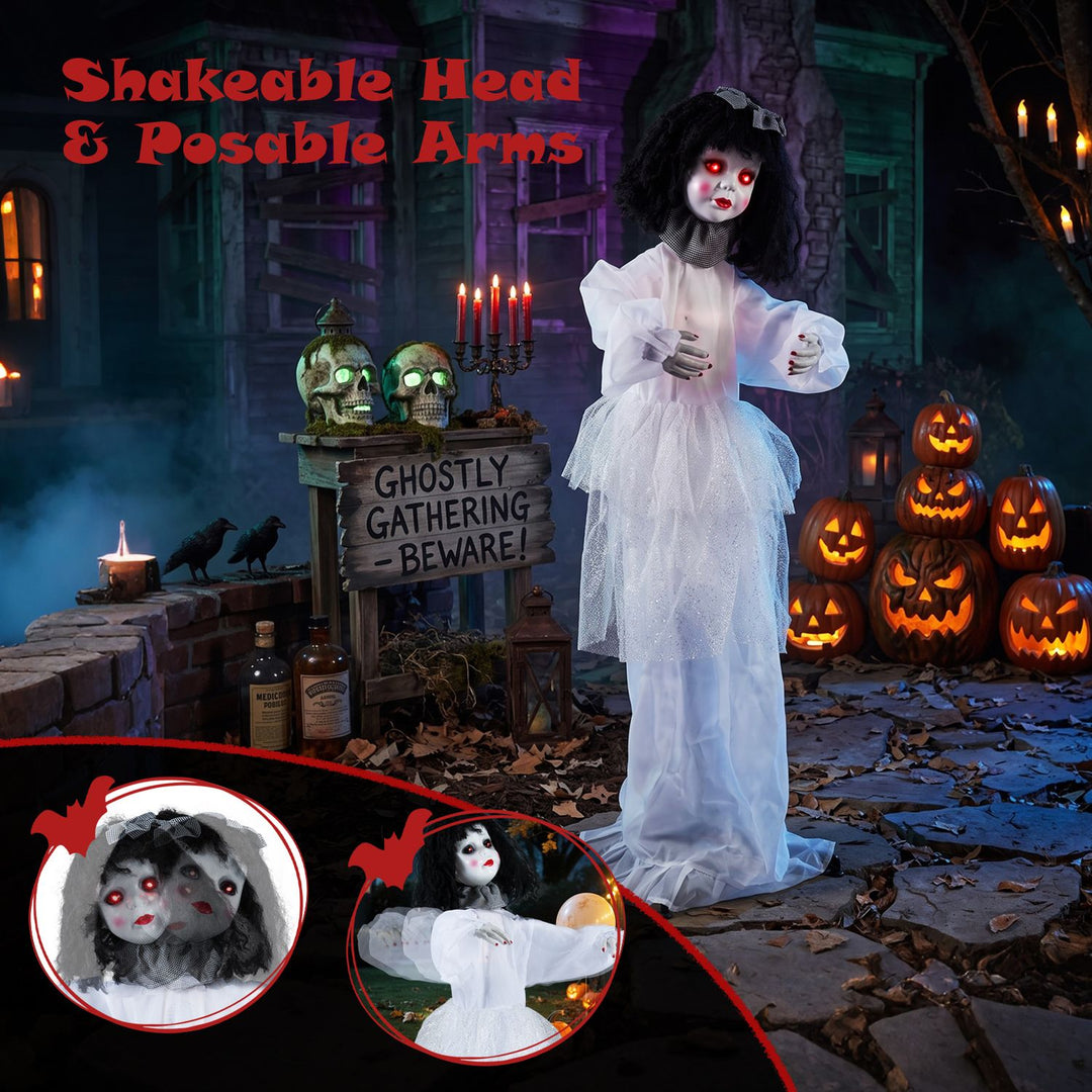 Halloween Doll Girl with Shakeable Head and Posable Arms