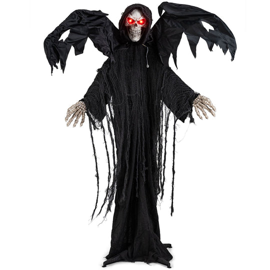 Halloween Standing Grim Reaper with Red Eyes and Shaking Head