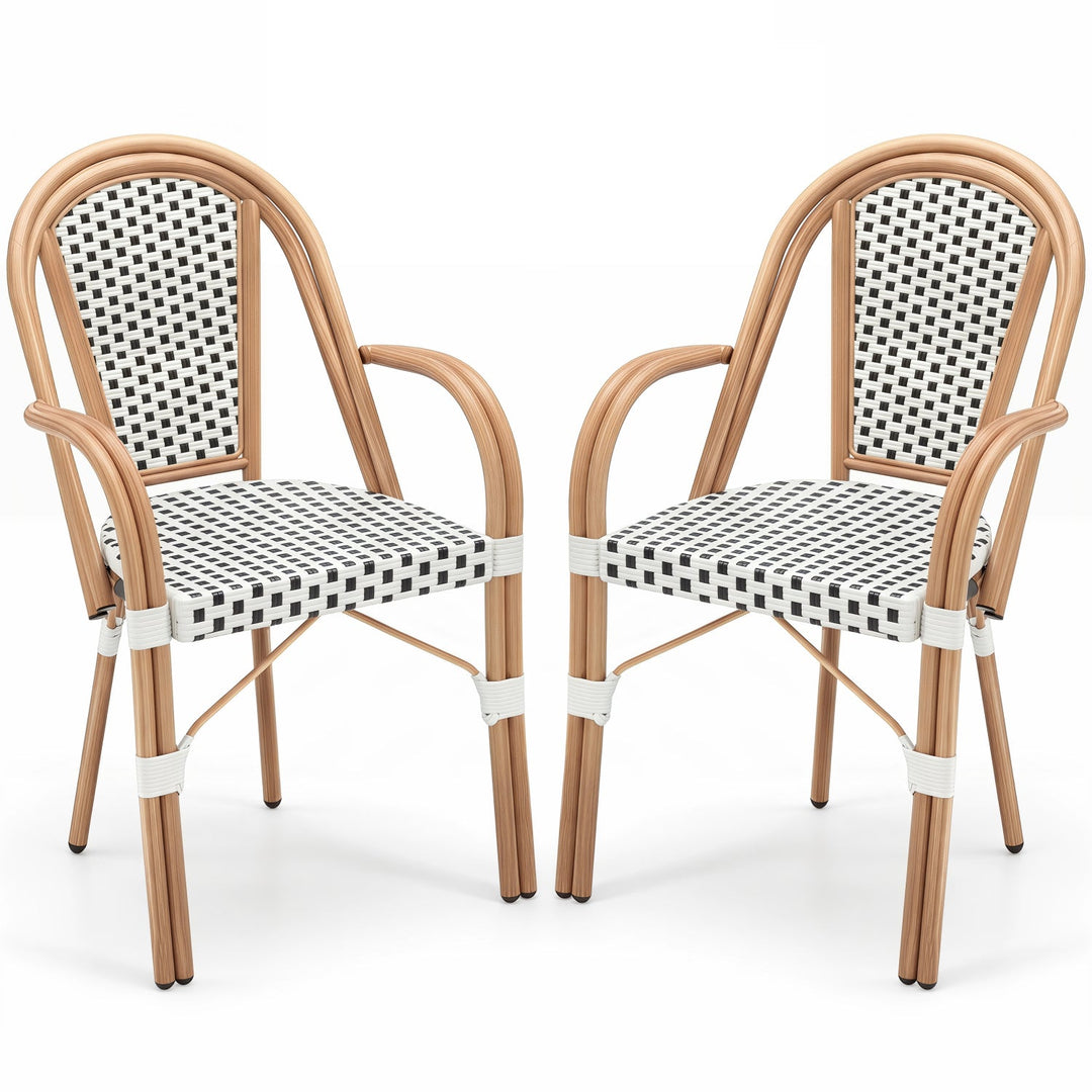 PE Wicker Bistro Dining Chairs Set of 2 - 400 lbs Capacity