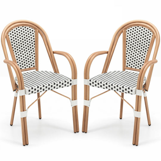 PE Wicker Bistro Dining Chairs Set of 2 - 400 lbs Capacity