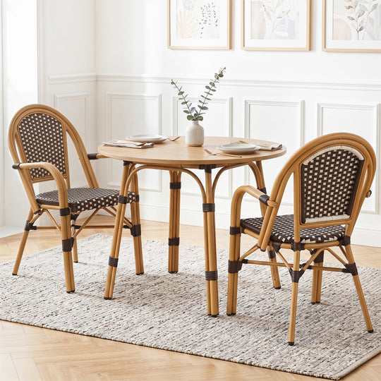 PE Wicker Bistro Dining Chairs Set of 2 - 400 lbs Capacity