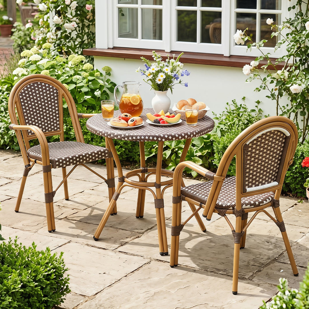 PE Wicker Bistro Dining Chairs Set of 2 - 400 lbs Capacity