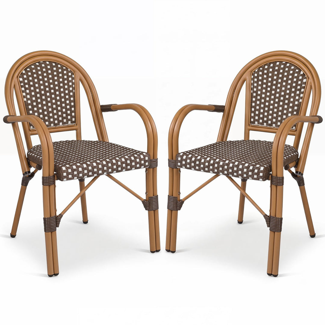 PE Wicker Bistro Dining Chairs Set of 2 - 400 lbs Capacity