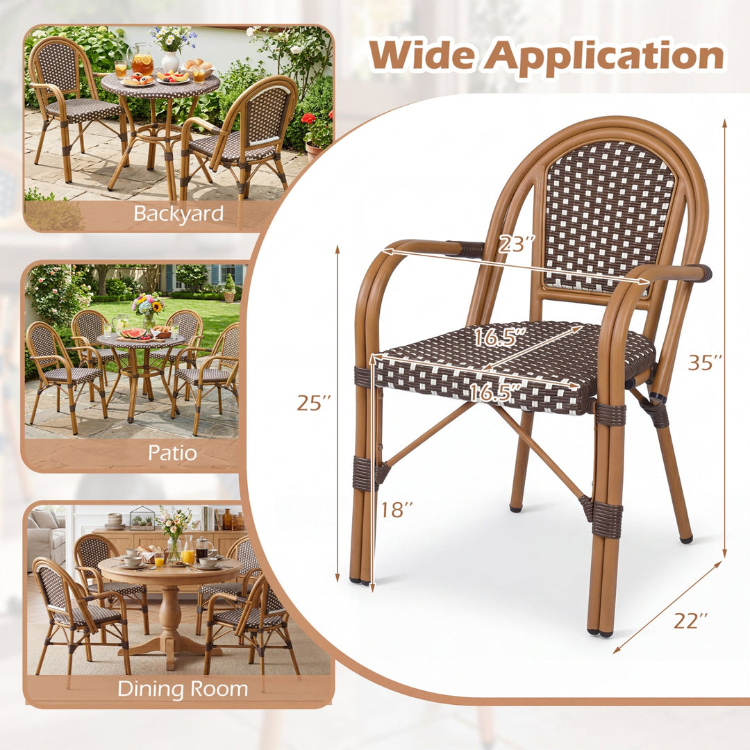 PE Wicker Bistro Dining Chairs Set of 2 - 400 lbs Capacity