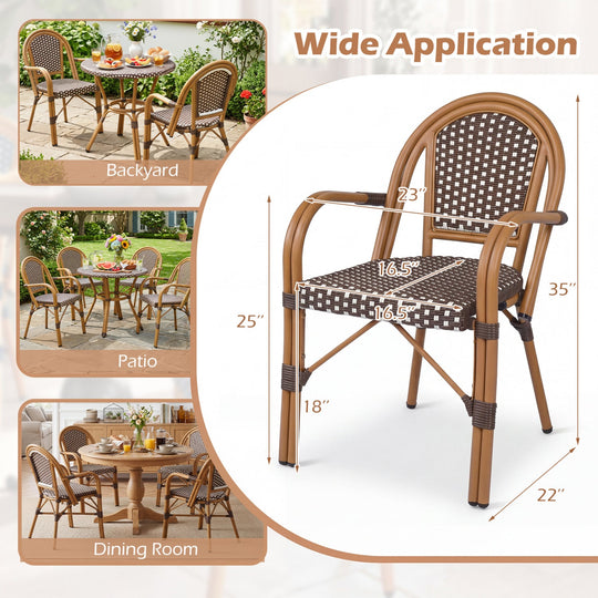 PE Wicker Bistro Dining Chairs Set of 2 - 400 lbs Capacity