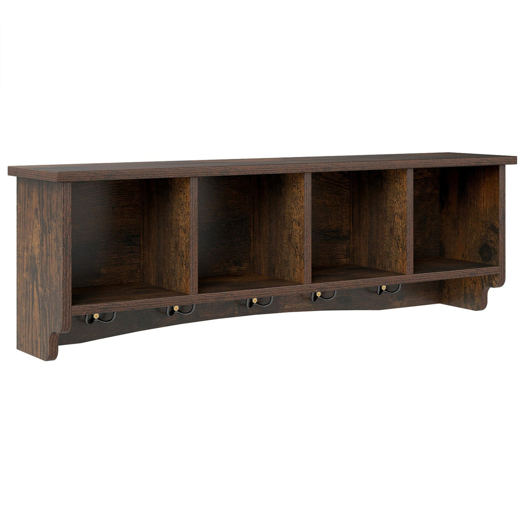 Wall-Mounted Storage Cabinet Hanging Entryway Shelf Coat Rack