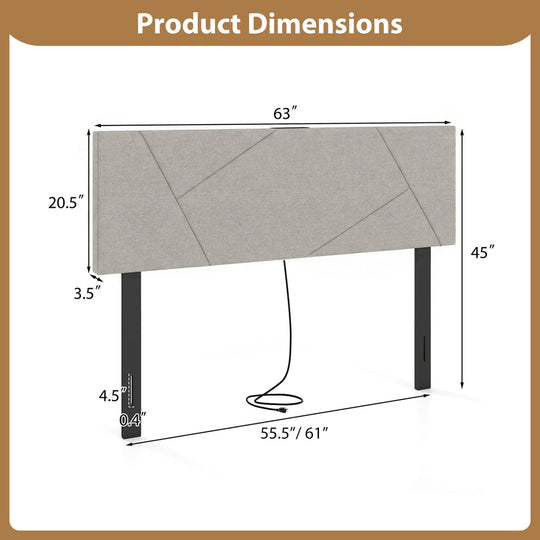 Headboard for Full Size Bed and Queen Geometric Upholstered Head Board