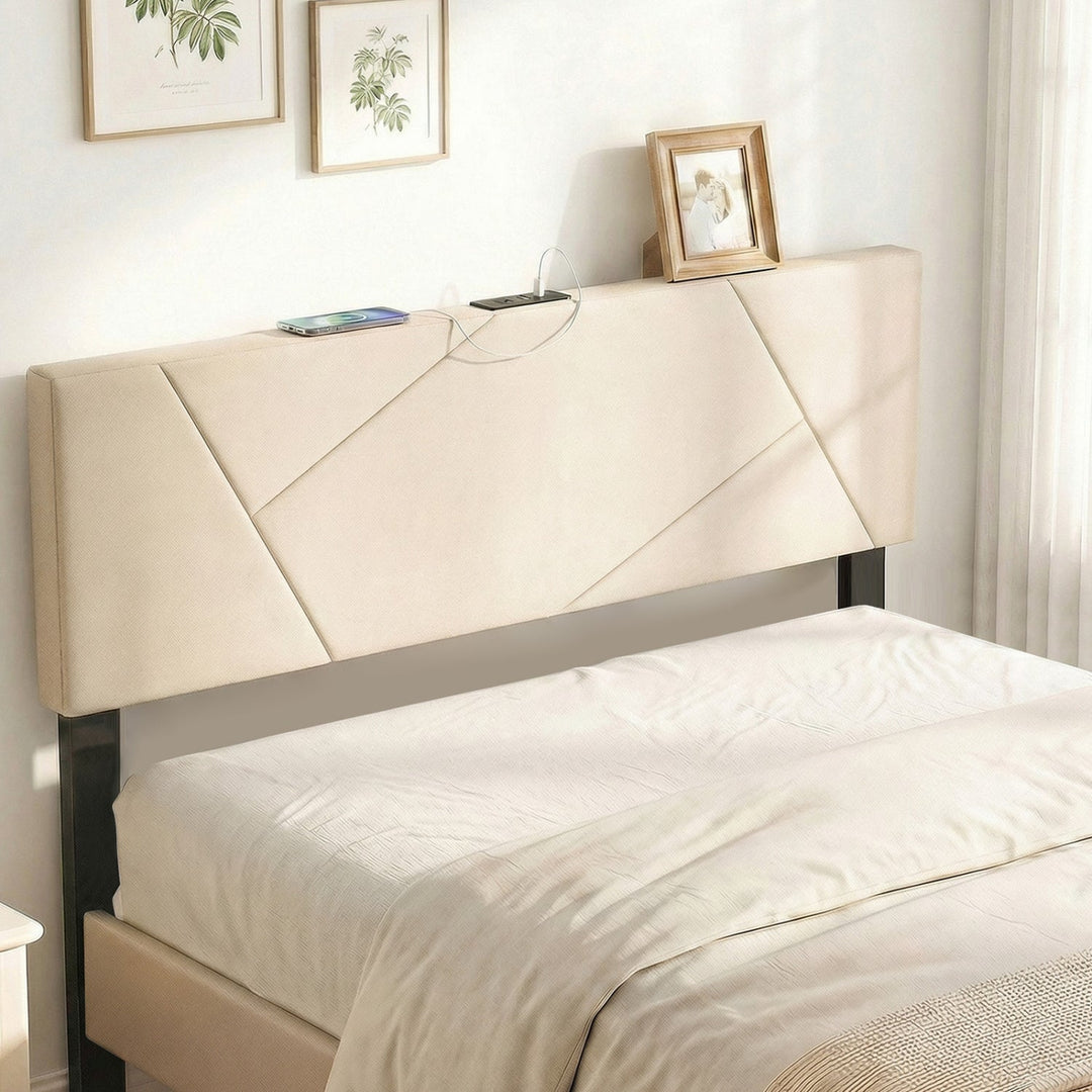 Headboard for Full Size Bed and Queen Geometric Upholstered Head Board
