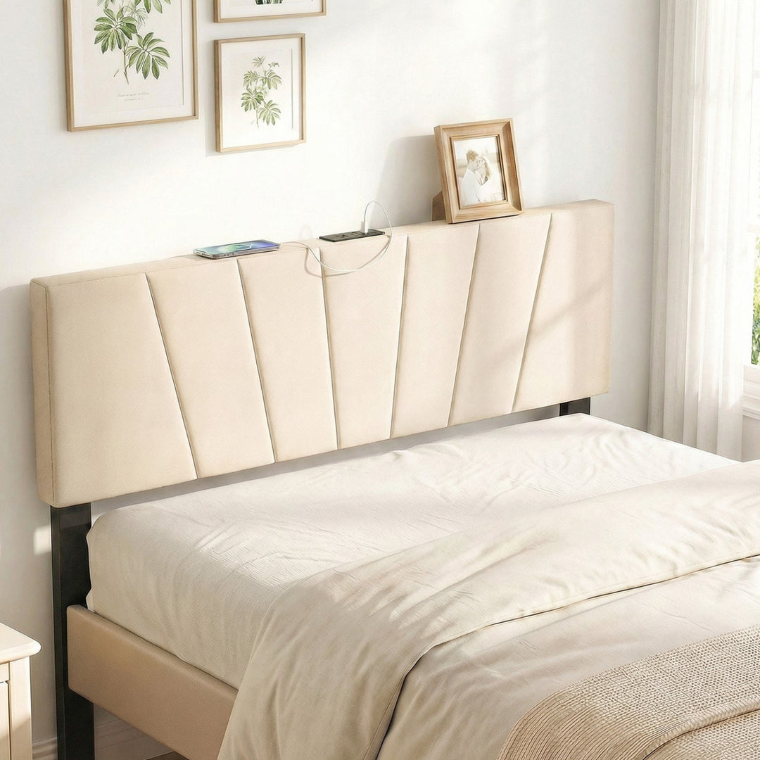 Headboard for Queen and Full Size Bed Geometric Upholstered Head Board