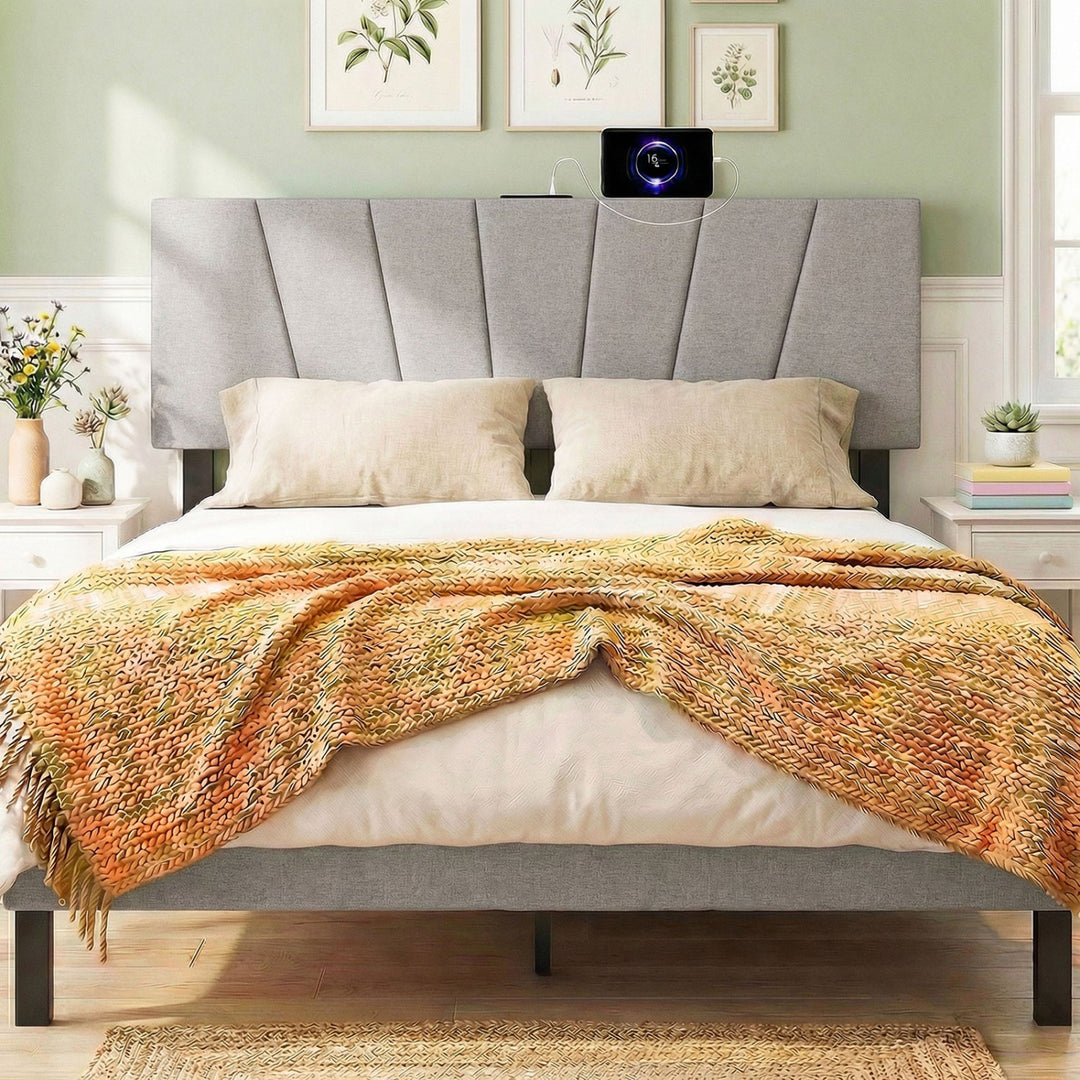 Headboard for Queen and Full Size Bed Geometric Upholstered Head Board