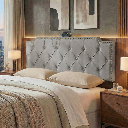 Headboard for Queen and Full Size Bed Rivet Tufted Upholstered Head Board