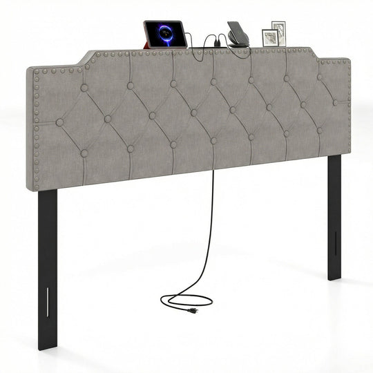 Headboard for Queen and Full Size Bed Rivet Tufted Upholstered Head Board