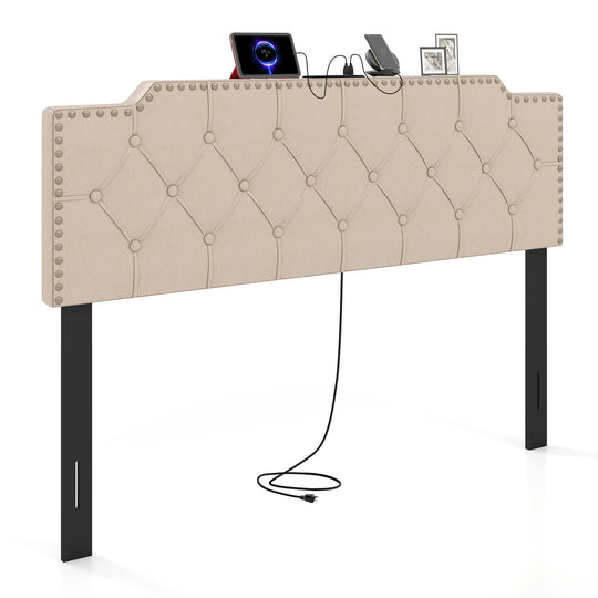 Headboard for Queen and Full Size Bed Rivet Tufted Upholstered Head Board