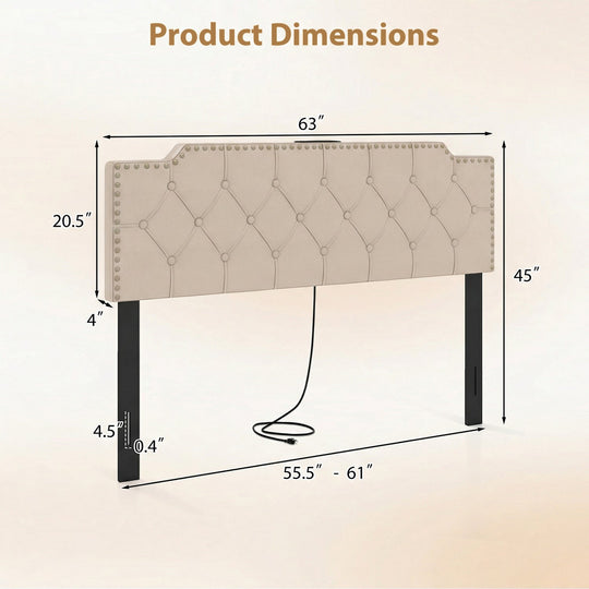 Headboard for Queen and Full Size Bed Rivet Tufted Upholstered Head Board