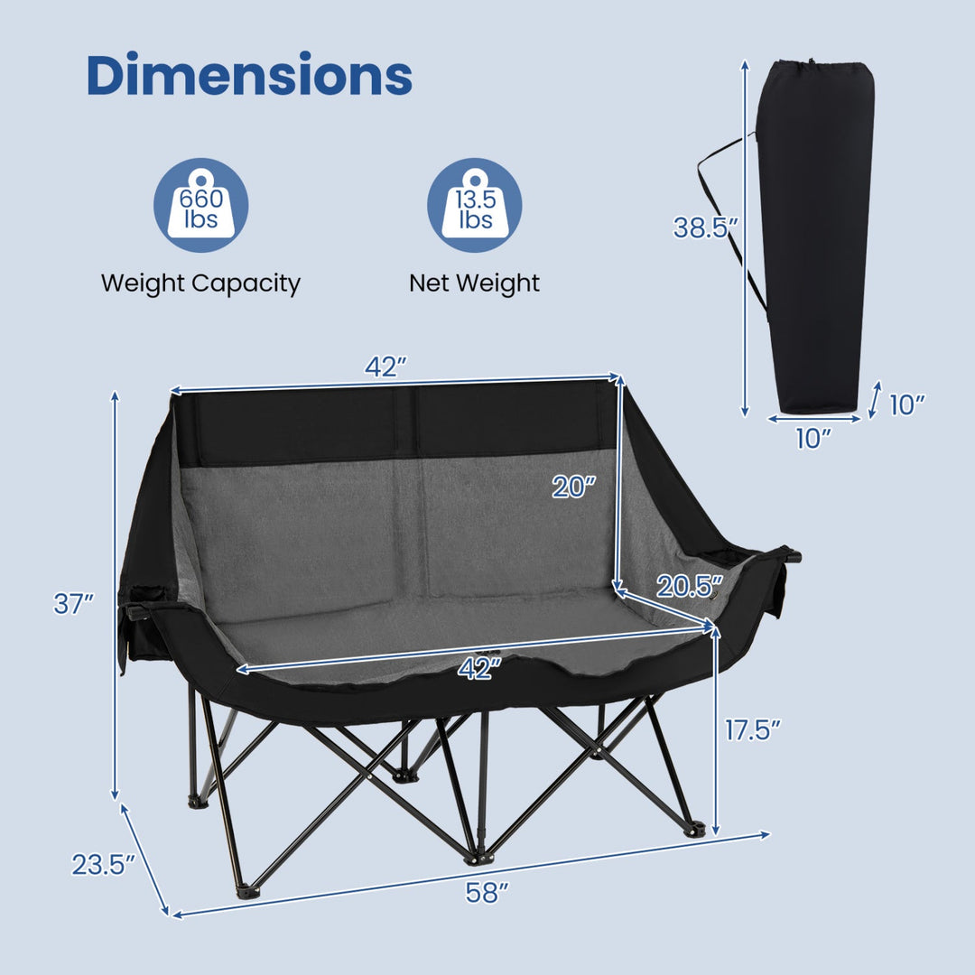 Heated Double Camping Chair with 4 Heating Zones