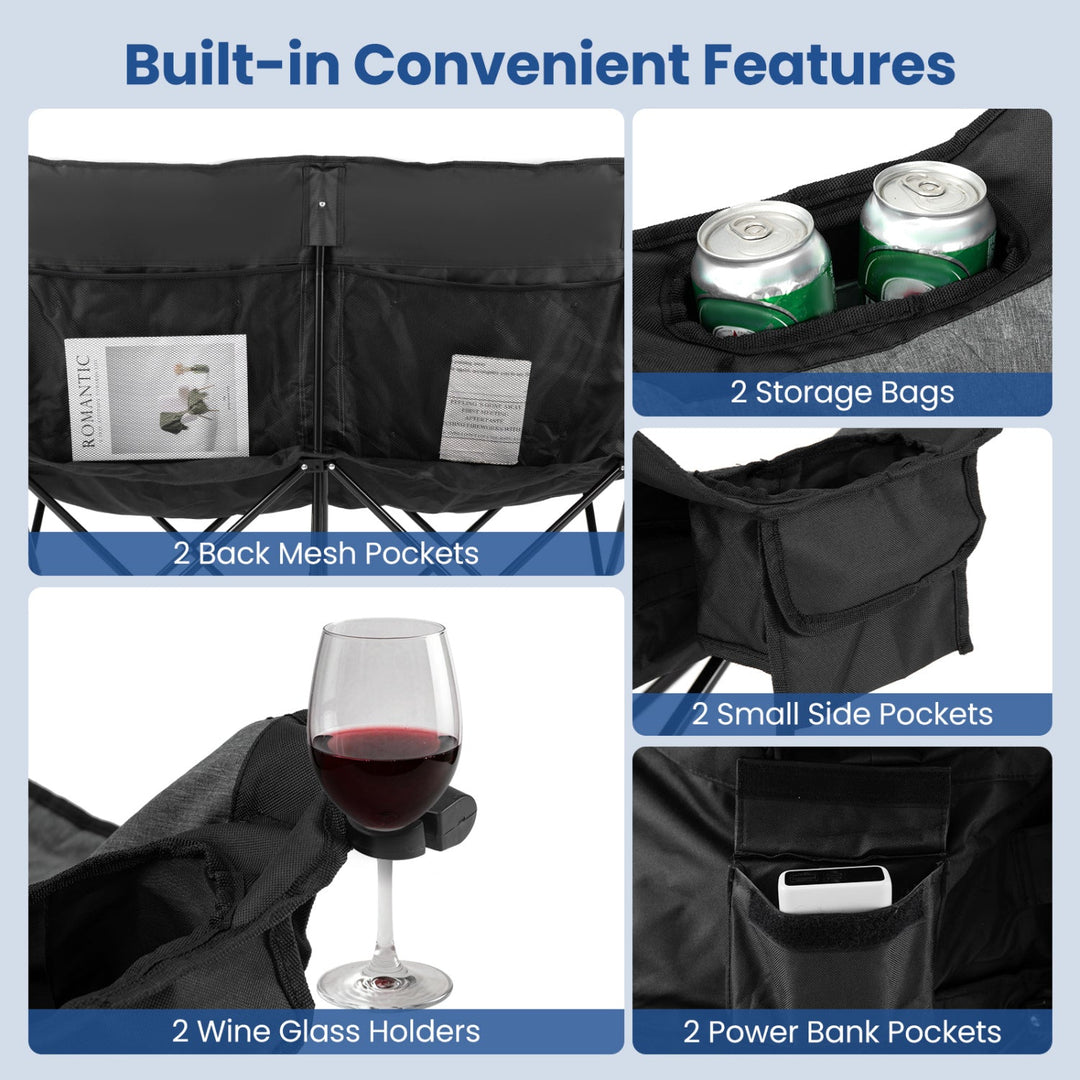 Heated Double Camping Chair with 4 Heating Zones