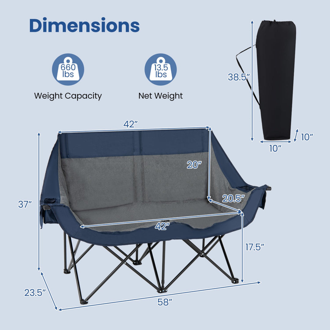 Heated Double Camping Chair with 4 Heating Zones
