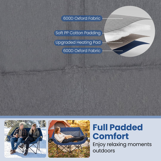 Heated Double Camping Chair with 4 Heating Zones