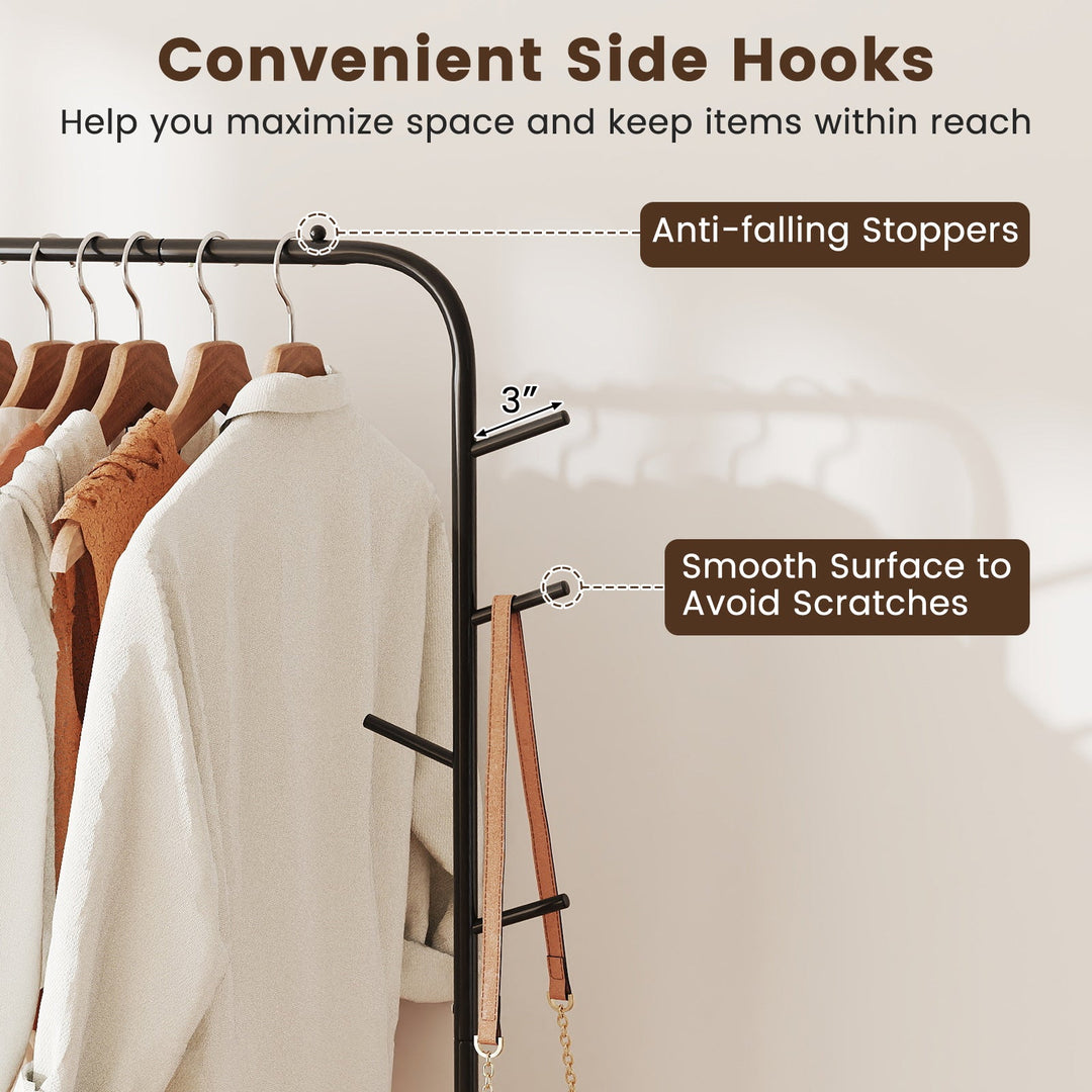 Heavy Duty Clothes Rack 50-Inch Wide Metal Garment Wardrobe Rack-Black