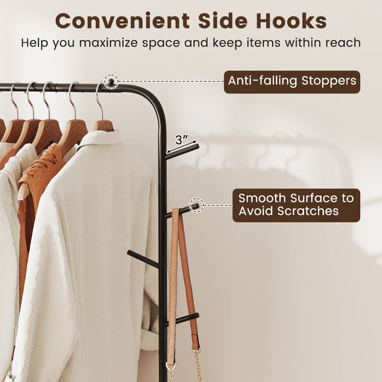 Heavy Duty Clothes Rack 50-Inch Wide Metal Garment Wardrobe Rack-Black