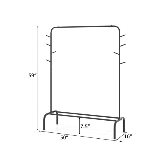 Heavy Duty Clothes Rack 50-Inch Wide Metal Garment Wardrobe Rack-Black