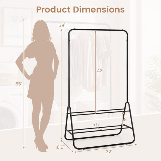 Heavy Duty Clothes Rack with Hanging Rod and Storage Shelves