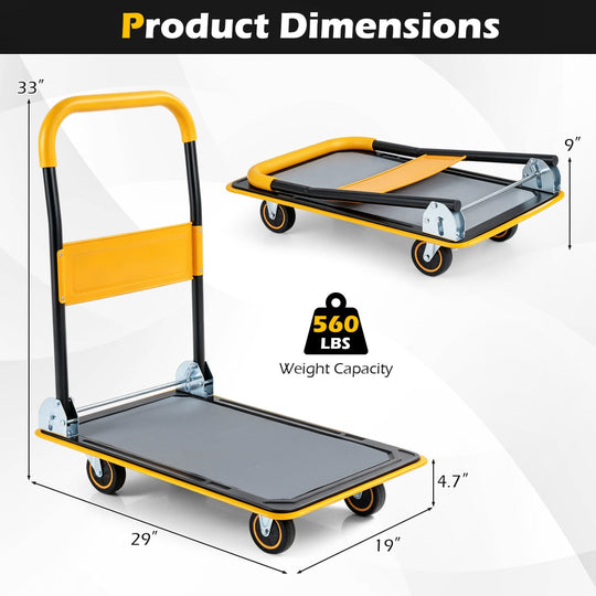 Foldable Push Cart Dolly with 560 lbs Capacity