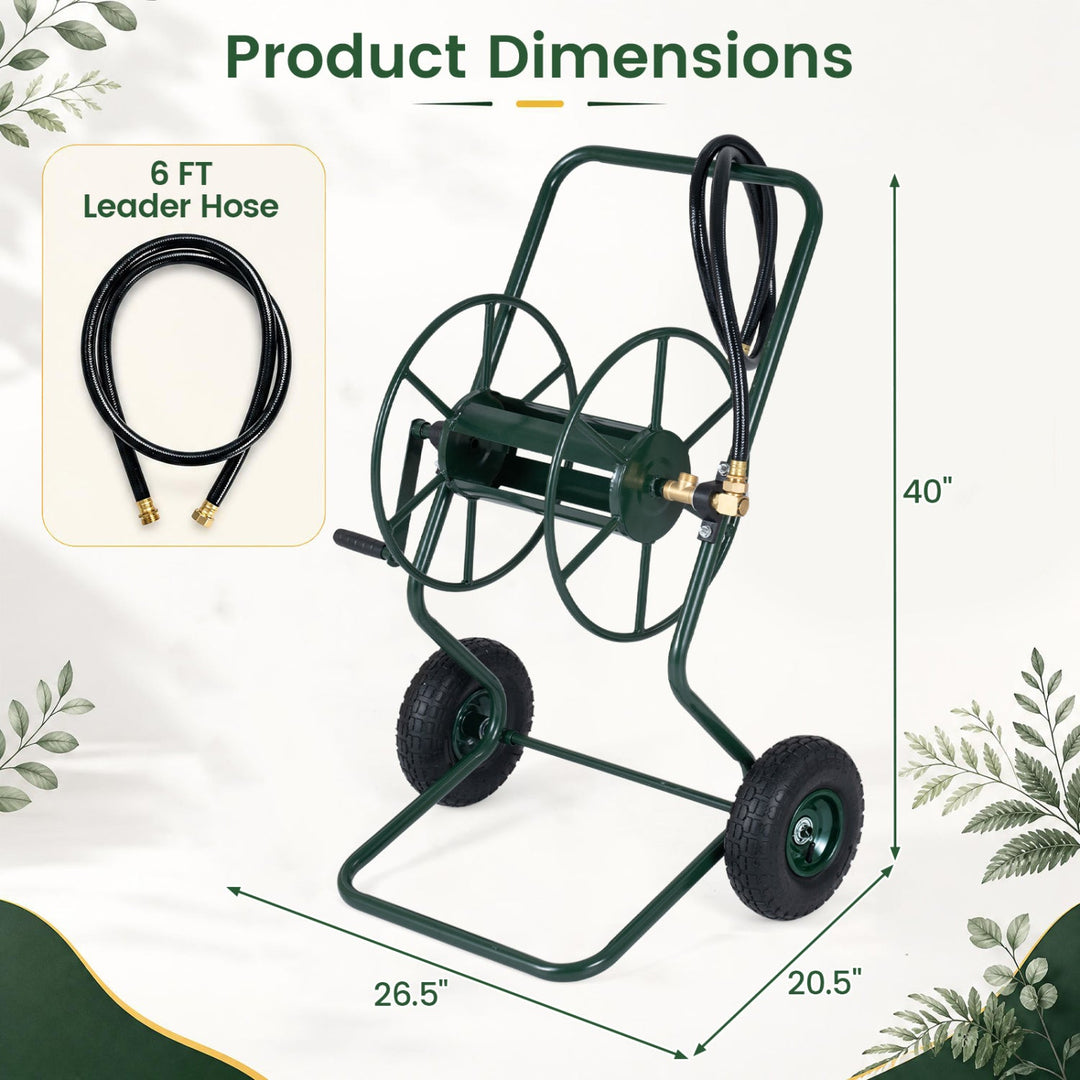 Garden Hose Reel Cart with Pneumatic Tires - 300 FT Capacity