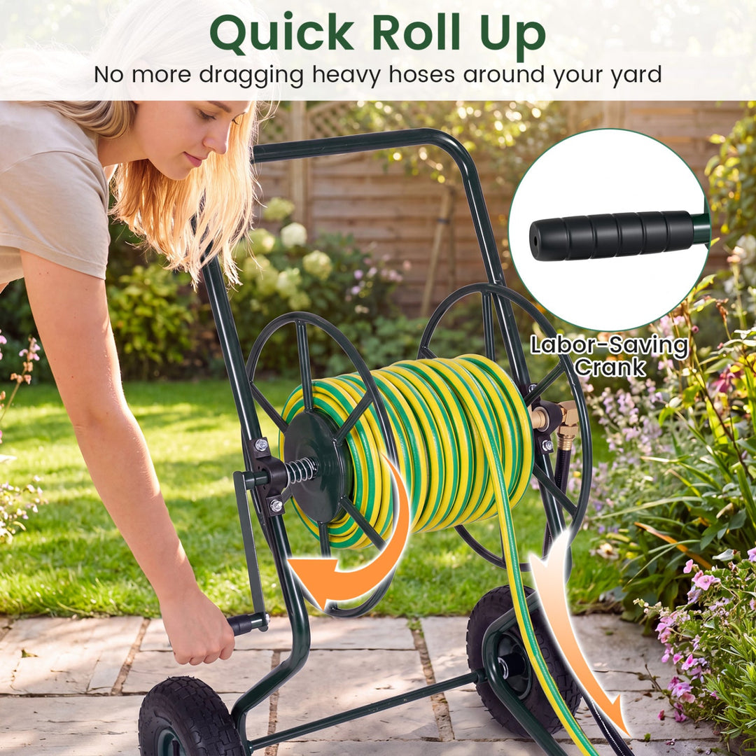 Garden Hose Reel Cart with Pneumatic Tires - 300 FT Capacity