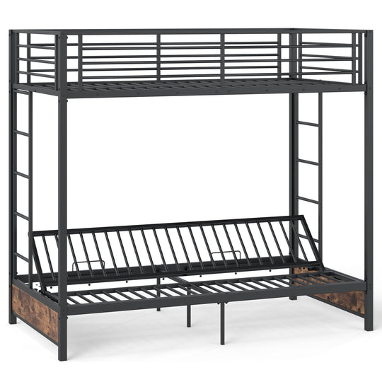 Heavy Duty Metal Bunk Bed Frame with Headboard and Footboard