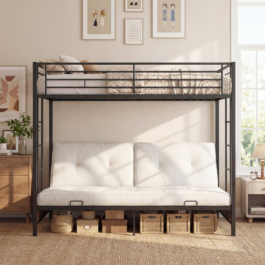 Heavy Duty Metal Bunk Bed Frame with Headboard and Footboard