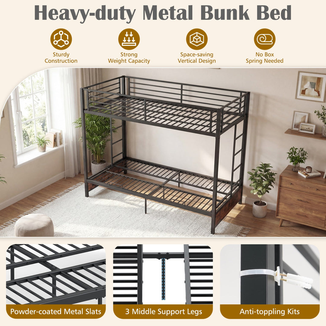 Heavy Duty Metal Bunk Bed Frame with Headboard and Footboard