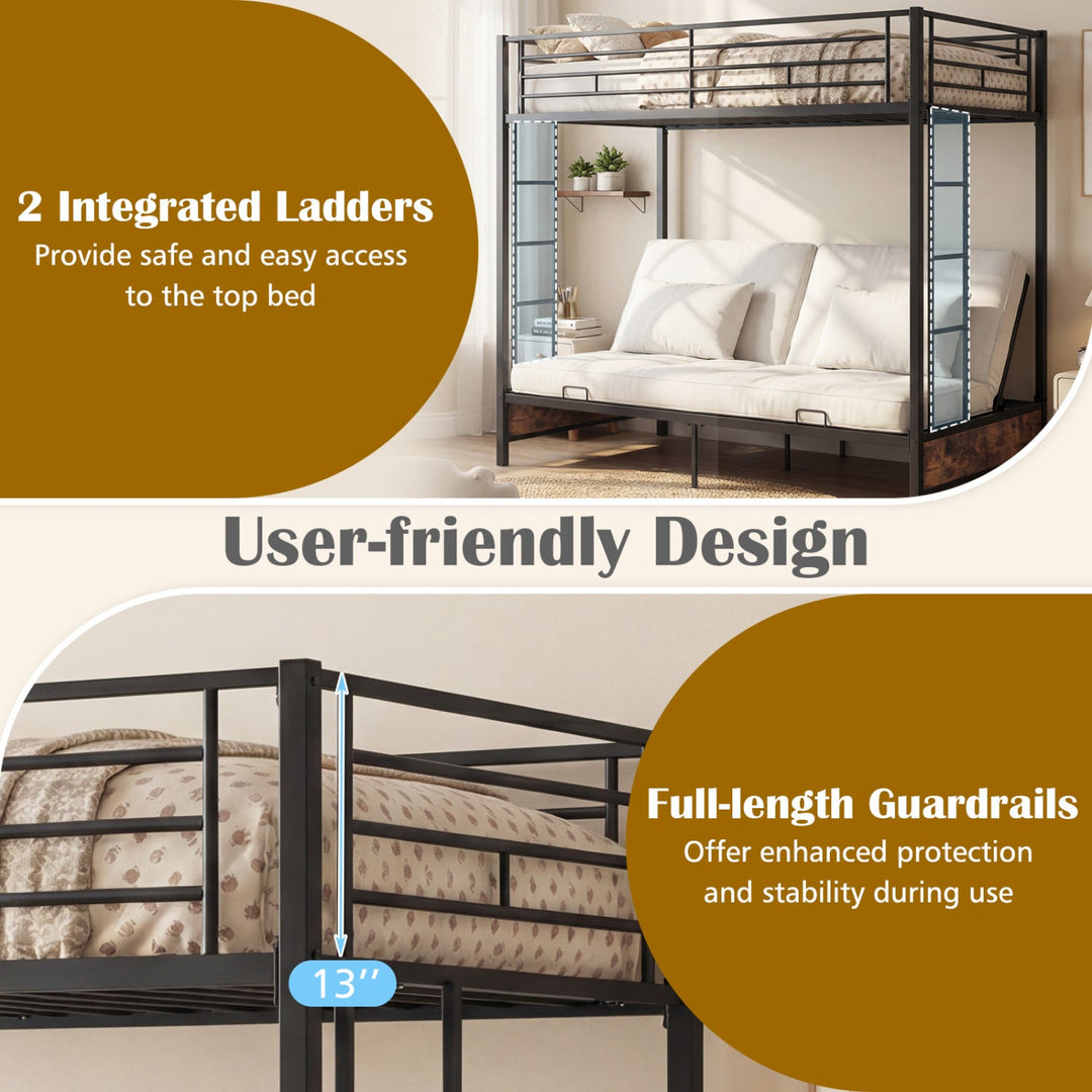 Heavy Duty Metal Bunk Bed Frame with Headboard and Footboard