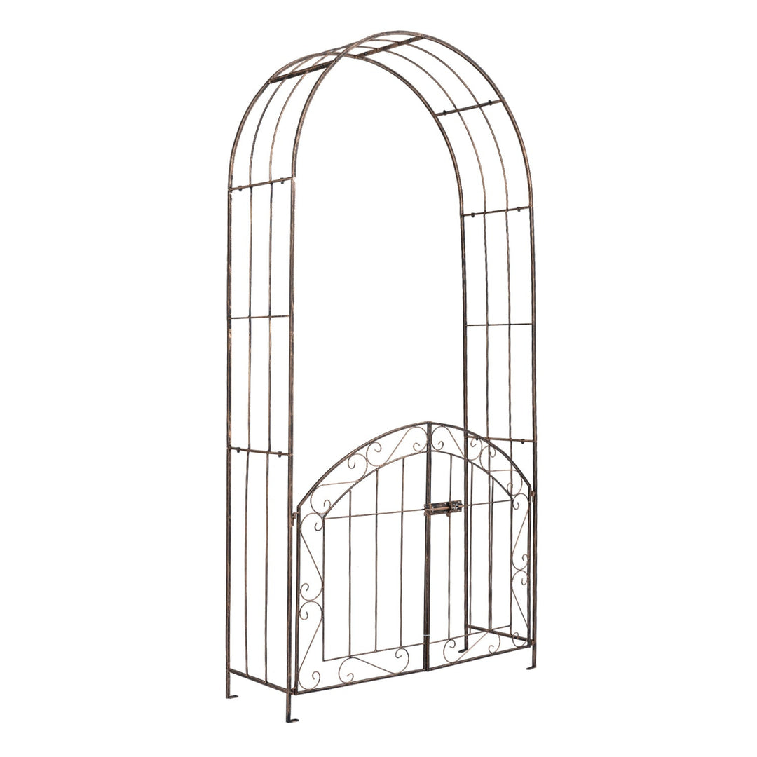 Metal Garden Arch with Gate and Safety Latch - 79" H