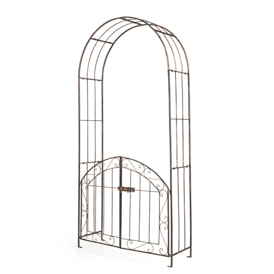 Metal Garden Arch with Gate and Safety Latch - 79" H